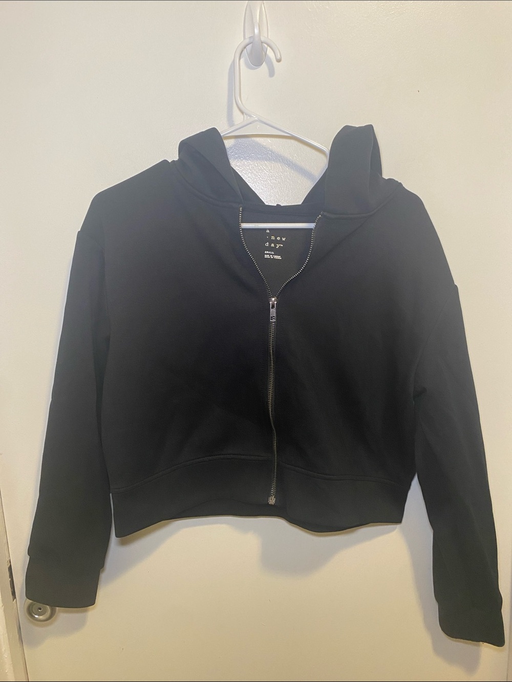 a new day Black Cropped Zip Hoodie Jacket